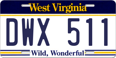 WV license plate DWX511