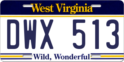 WV license plate DWX513