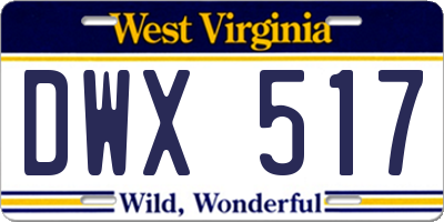 WV license plate DWX517