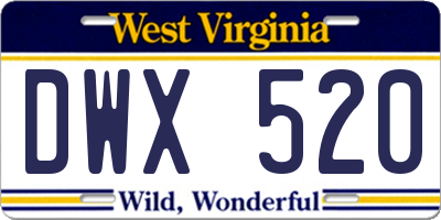 WV license plate DWX520