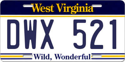 WV license plate DWX521