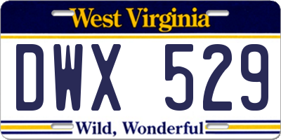 WV license plate DWX529