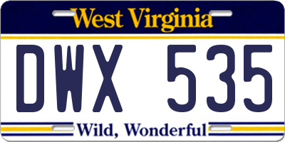 WV license plate DWX535