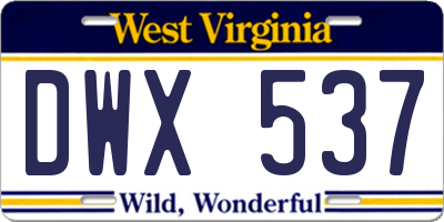 WV license plate DWX537