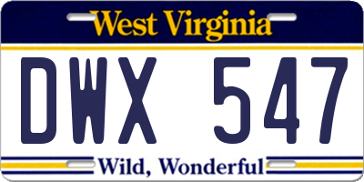 WV license plate DWX547