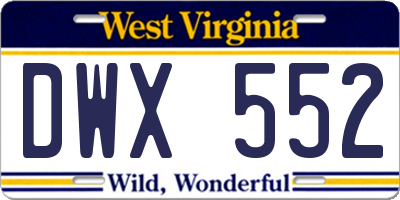 WV license plate DWX552