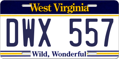 WV license plate DWX557