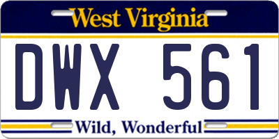 WV license plate DWX561