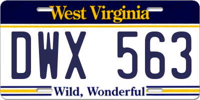 WV license plate DWX563