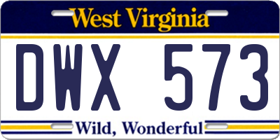 WV license plate DWX573