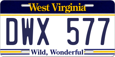 WV license plate DWX577