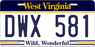 WV license plate DWX581