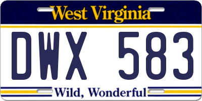WV license plate DWX583