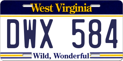 WV license plate DWX584