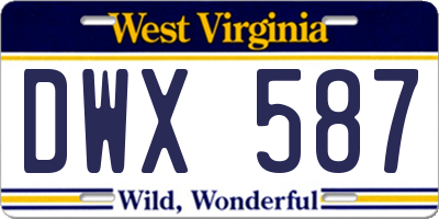 WV license plate DWX587