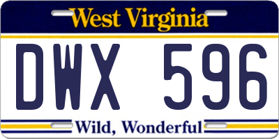 WV license plate DWX596