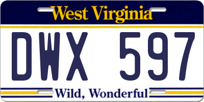 WV license plate DWX597