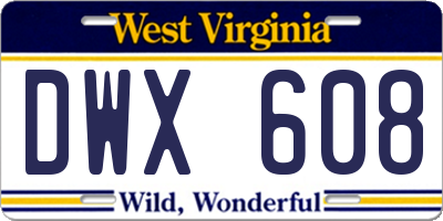 WV license plate DWX608