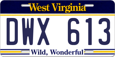 WV license plate DWX613