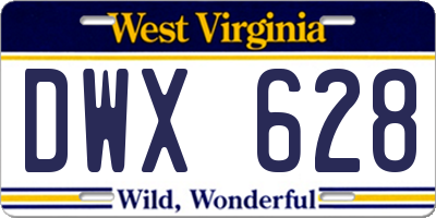 WV license plate DWX628