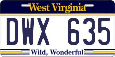 WV license plate DWX635