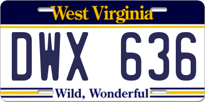 WV license plate DWX636