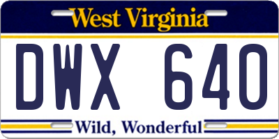WV license plate DWX640