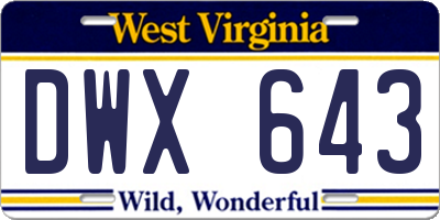 WV license plate DWX643