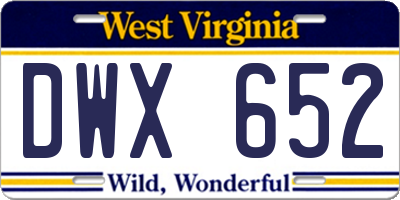 WV license plate DWX652