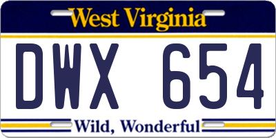 WV license plate DWX654
