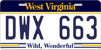 WV license plate DWX663