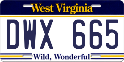 WV license plate DWX665