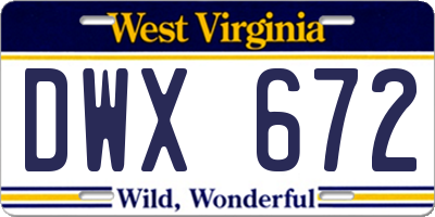 WV license plate DWX672
