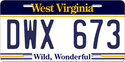 WV license plate DWX673