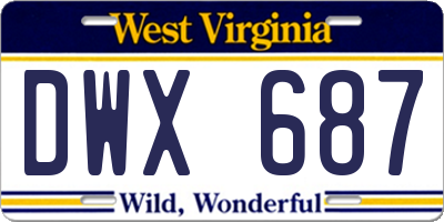 WV license plate DWX687