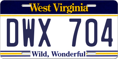 WV license plate DWX704