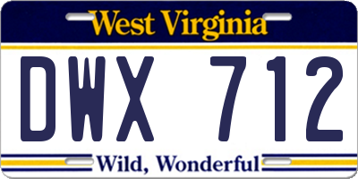 WV license plate DWX712