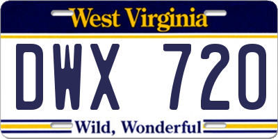WV license plate DWX720
