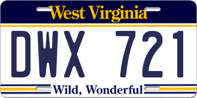 WV license plate DWX721