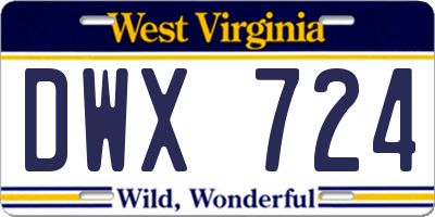 WV license plate DWX724
