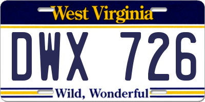 WV license plate DWX726