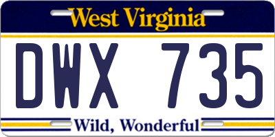 WV license plate DWX735