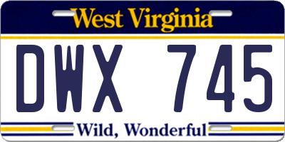WV license plate DWX745
