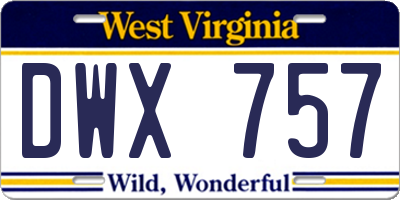 WV license plate DWX757