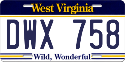 WV license plate DWX758