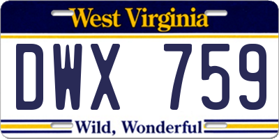 WV license plate DWX759