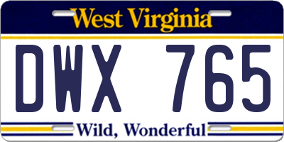 WV license plate DWX765