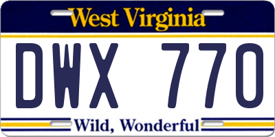 WV license plate DWX770