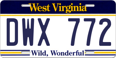 WV license plate DWX772