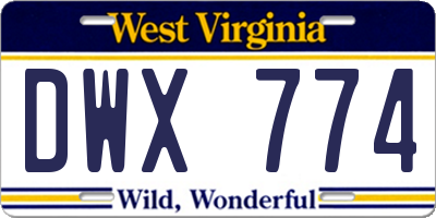 WV license plate DWX774